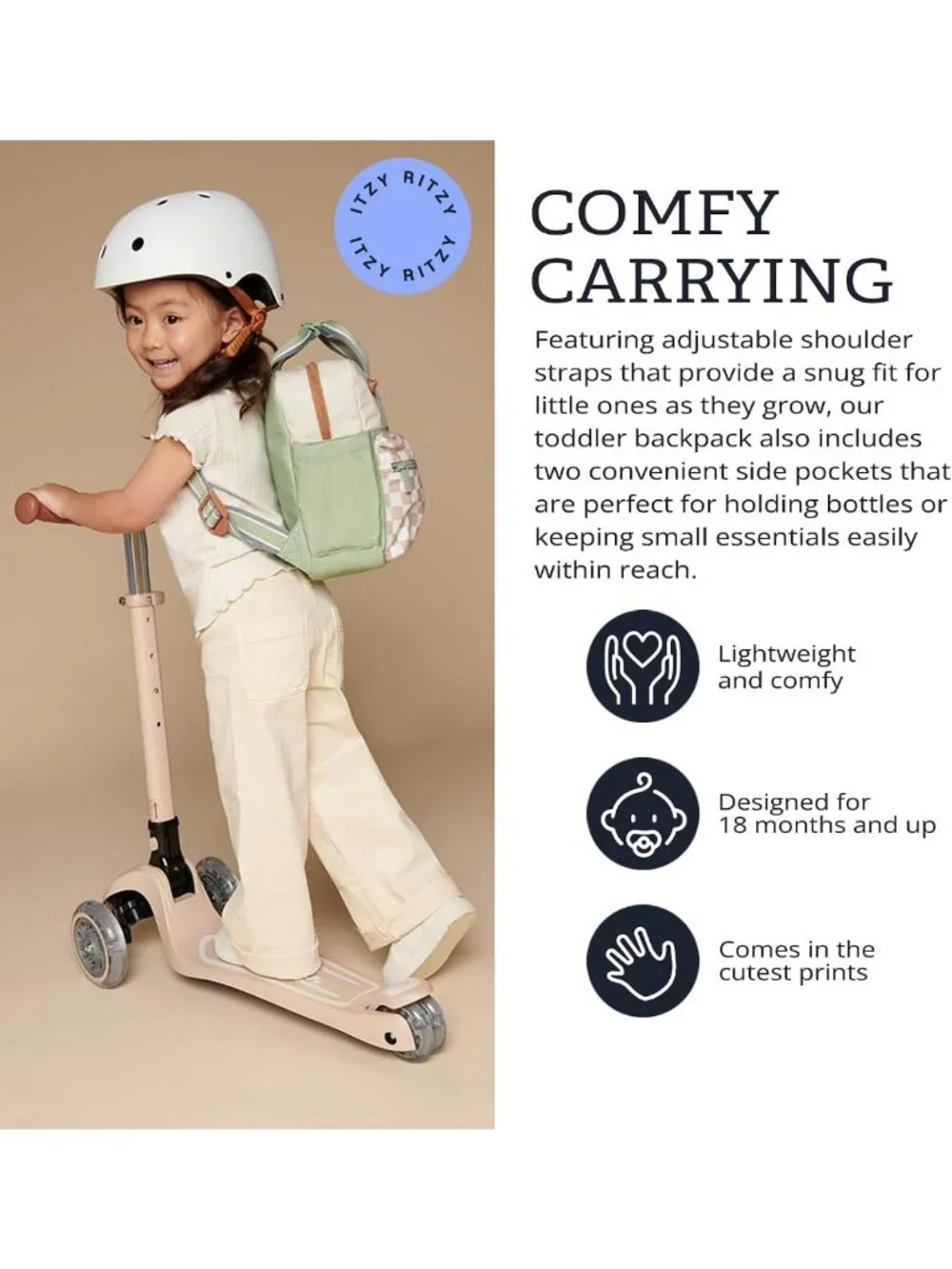 Spacious Toddler Backpack for Daycare - Adjustable Straps, Wipeable Fabric